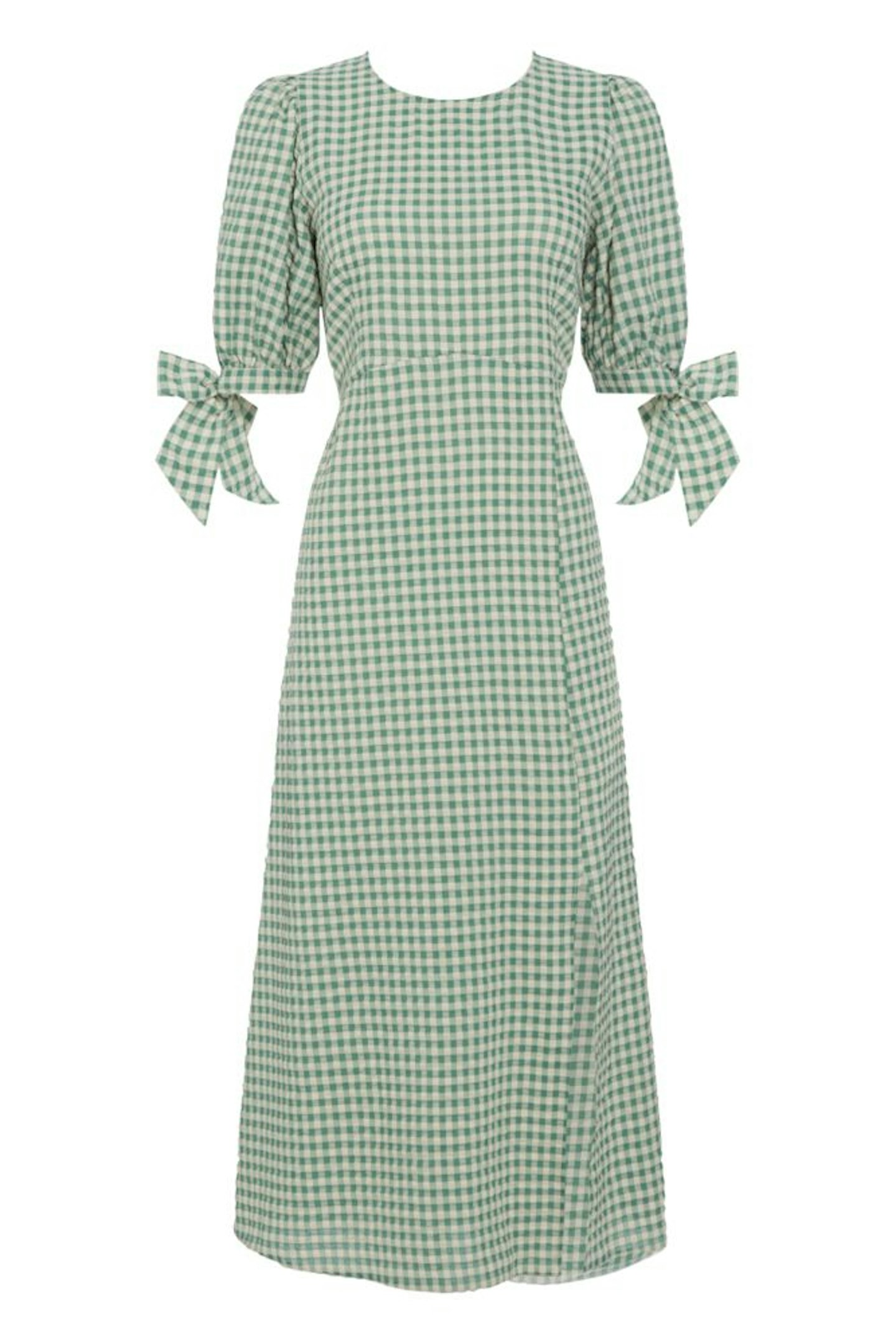 Nobody's Child, Green Textured Gingham Esme Midi Dress, £45